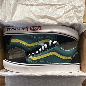 New Vans Green and Black Sneakers with Yellow Stripe